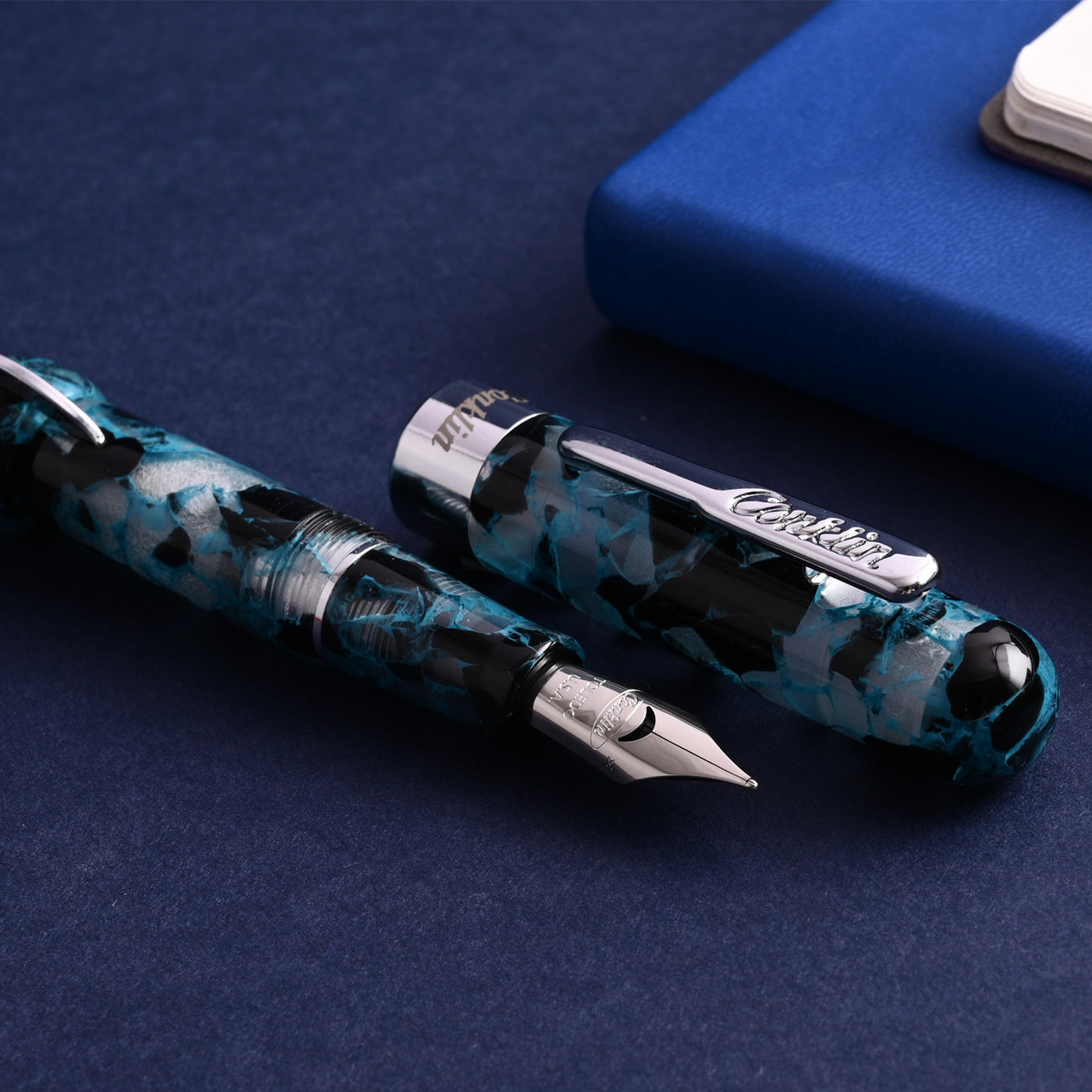 Conklin Mark Twain Cresent Filler Fountain Pen - Blue Array CT 8