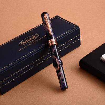 Conklin Mark Twain Cresent Filler Fountain Pen - Purple Fusion RGT 11