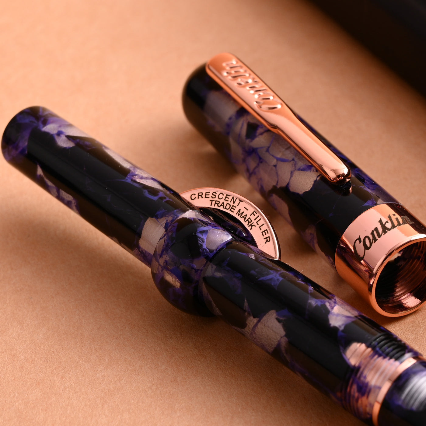 Conklin Mark Twain Cresent Filler Fountain Pen - Purple Fusion RGT 7