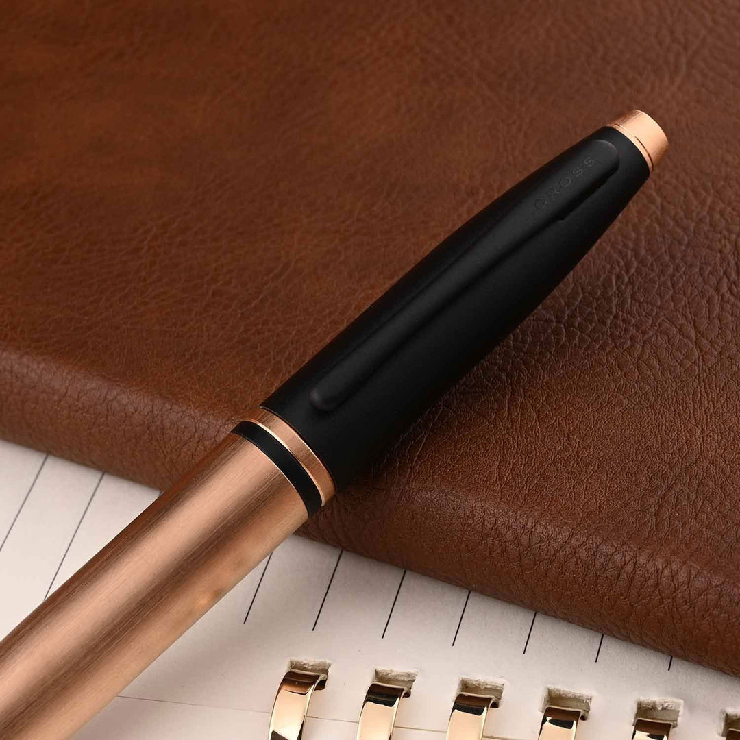 Cross Calais Brushed Rose Gold Black Ball Pen Shop Online