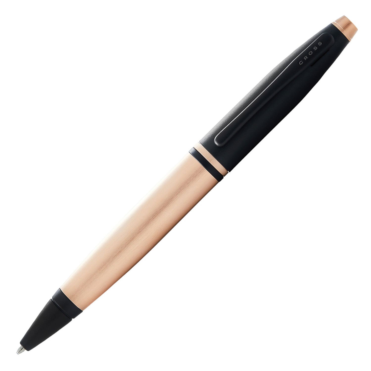 Cross Calais Brushed Rose Gold and Black Lacquer Ballpoint Pen Item# AT0112-27