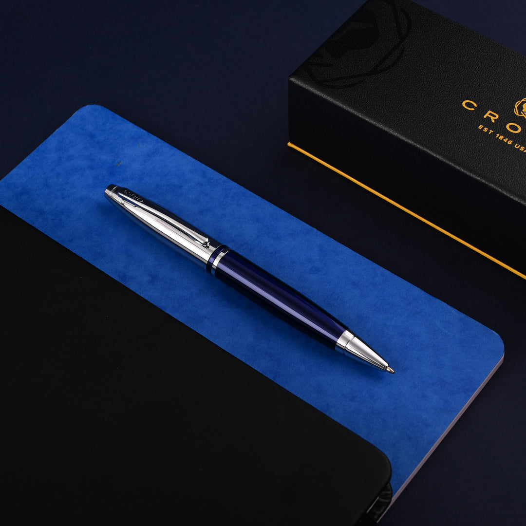 Penna A Sfera Cross Calais - Design Elegante In Lacca Blu Con Finiture Cromate