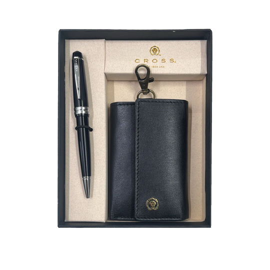 Cross Gift Set - Bailey Light Black CT Ball Pen with Black Key Holder