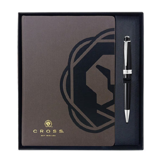 Cross Gift Set - Bailey Light Black CT Ball Pen with Brown A5 Journal
