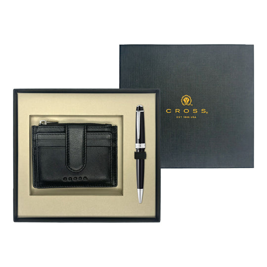 Cross Gift Set - Bailey Light Black CT Ball Pen with Card Holder