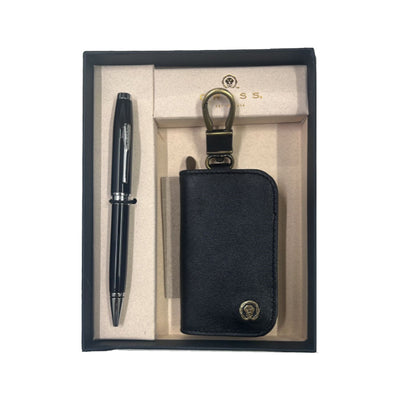 Cross Gift Set - Coventry Black CT Ball Pen with Black Key Holder