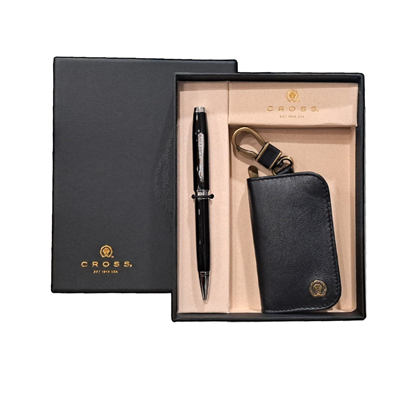 Cross Gift Set - Coventry Black CT Ball Pen with Black Key Holder
