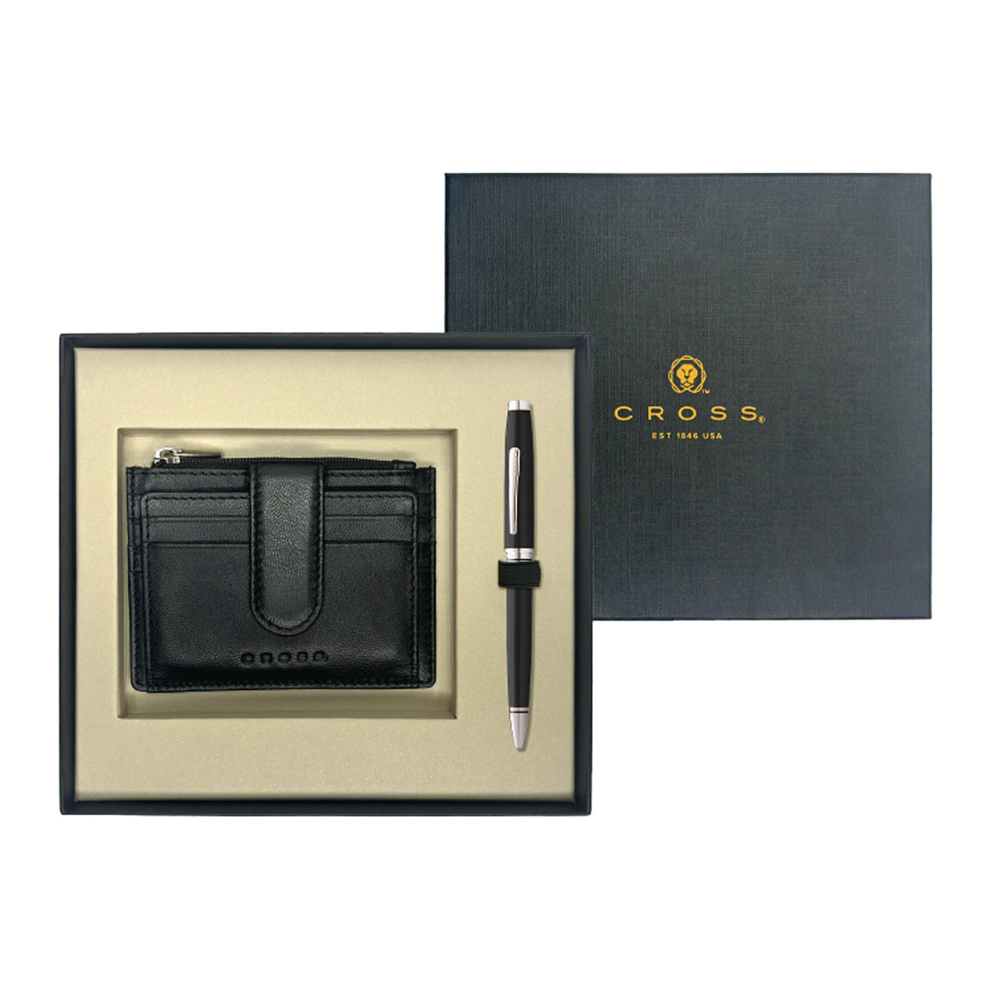 Cross Gift Set - Coventry Black CT Ball Pen with Card Holder 1