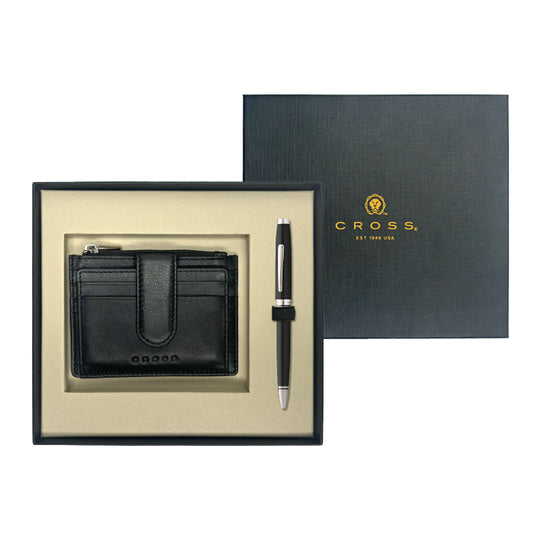 Cross Gift Set - Coventry Black CT Ball Pen with Card Holder