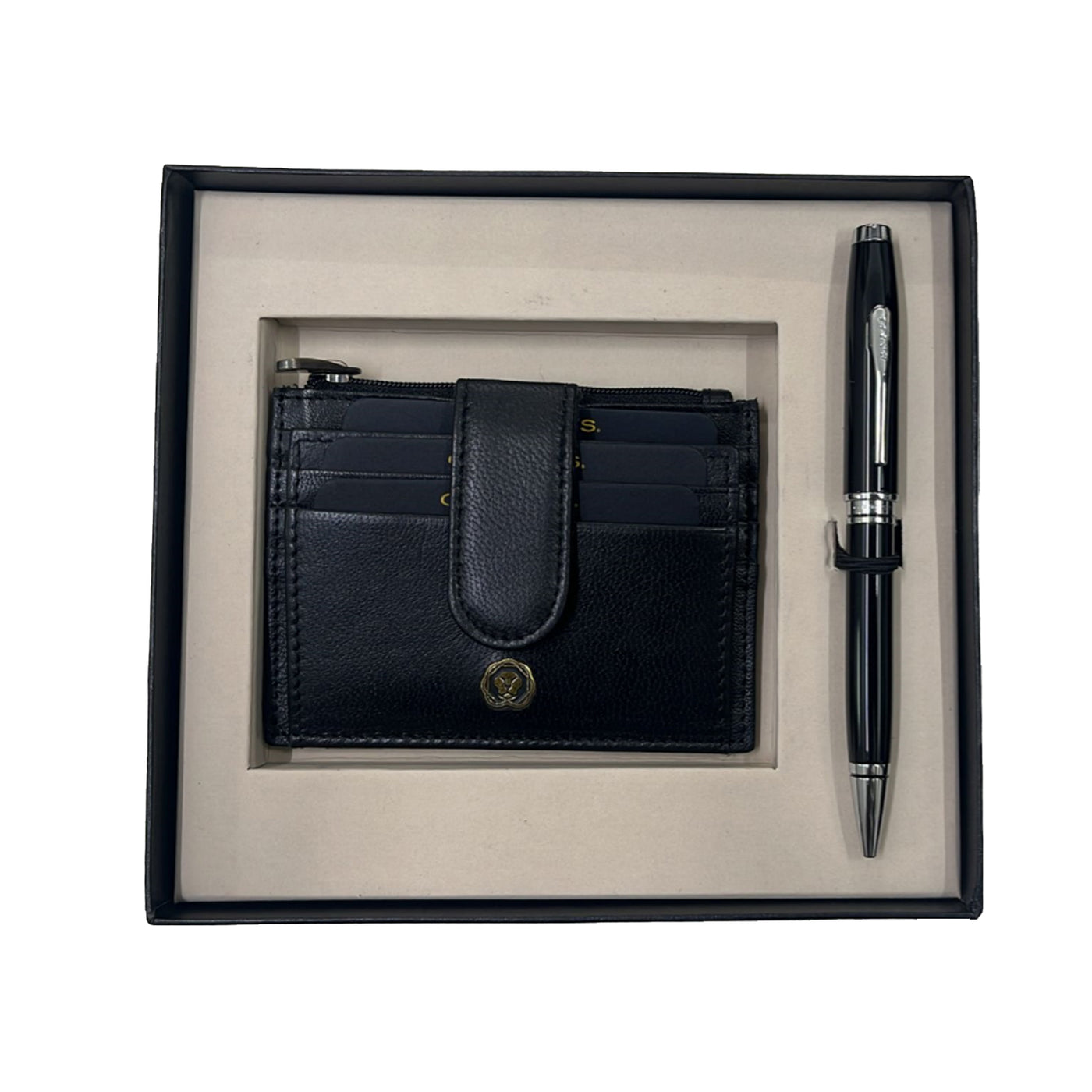 Cross Gift Set - Coventry Black CT Ball Pen with Zip Black Card Holder