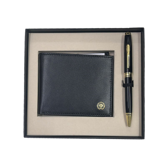 Cross Gift Set - Coventry Black GT Ball Pen with Black Card Wallet
