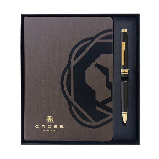 Cross Gift Set - Coventry Black GT Ball Pen with Brown A5 Journal