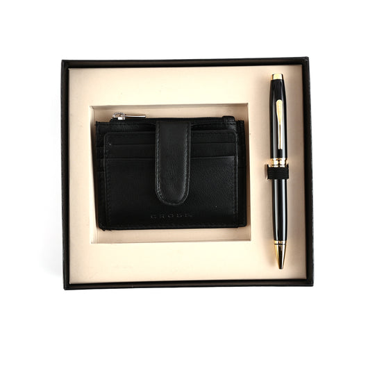 Cross Gift Set - Coventry Black GT Ball Pen with Card Holder