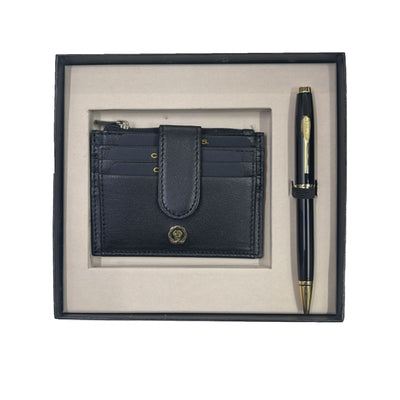 Cross Gift Set - Coventry Black GT Ball Pen with Zip Black Card Holder