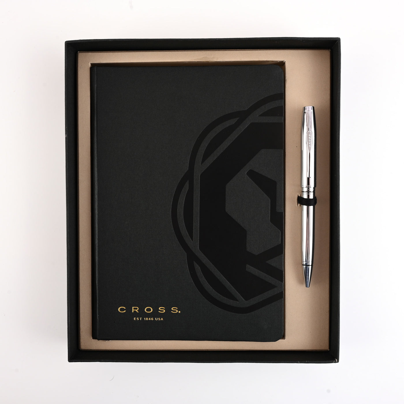 Cross Gift Set - Coventry Chrome Ball Pen with Black A5 Journal 1