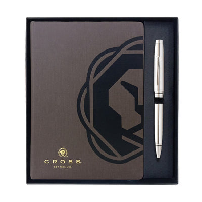 Cross Gift Set - Coventry Chrome Ball Pen with Brown A5 Journal