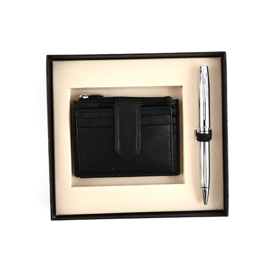 Cross Gift Set - Coventry Chrome Ball Pen with Card Holder
