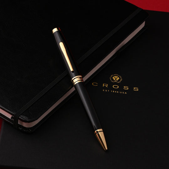 Cross Gift Set - Coventry Black Ball Pen with Black A5 Notebook