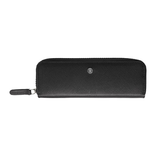 Cross Saffiano Leather 3 Pen Case with Zip - Black