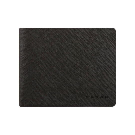 Cross Saffiano Leather 4cc Bifold Wallet with Coin Pocket - Black