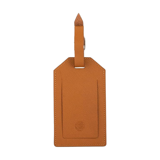 Cross Saffiano Leather Luggage Tag Holder - Mocha
