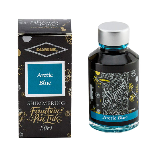 Diamine Shimmer Ink Bottle, Arctic Blue - 50ml