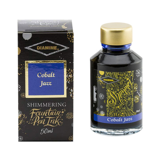 Diamine Shimmer Ink Bottle, Cobalt Jazz - 50ml
