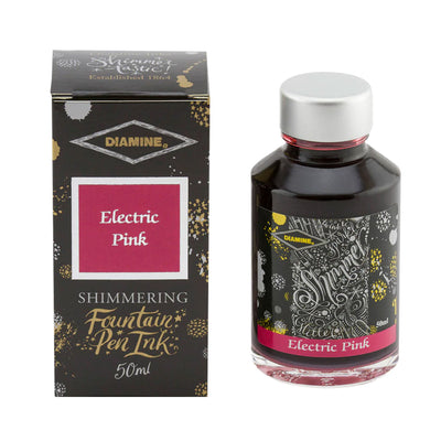 Diamine Shimmer Ink Bottle, Electric Pink - 50ml 1