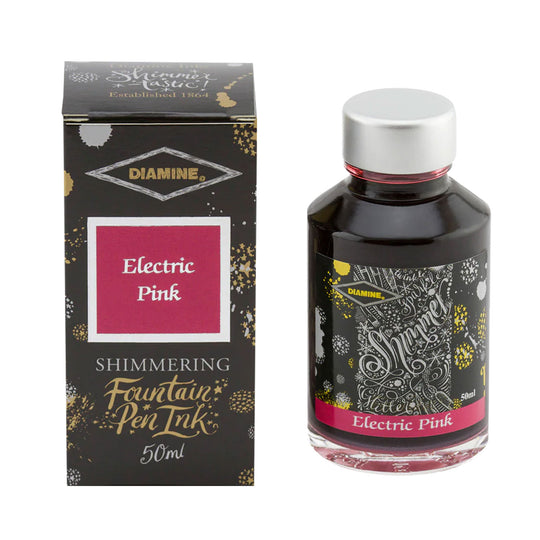 Diamine Shimmer Ink Bottle, Electric Pink - 50ml