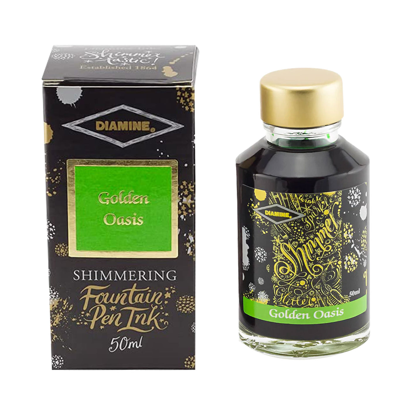 Diamine Shimmer Ink Bottle, Golden Oasis - 50ml 1