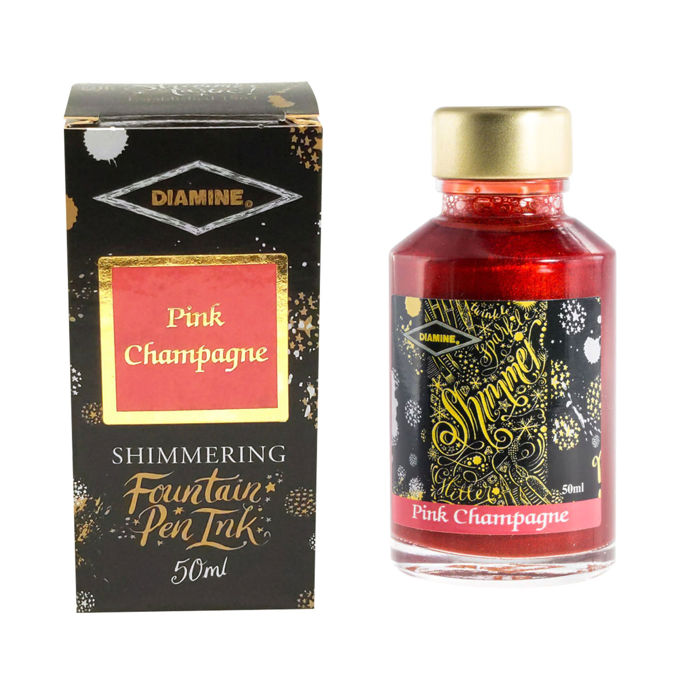 Diamine Shimmer Ink Bottle, Pink Champagne - 50ml 1