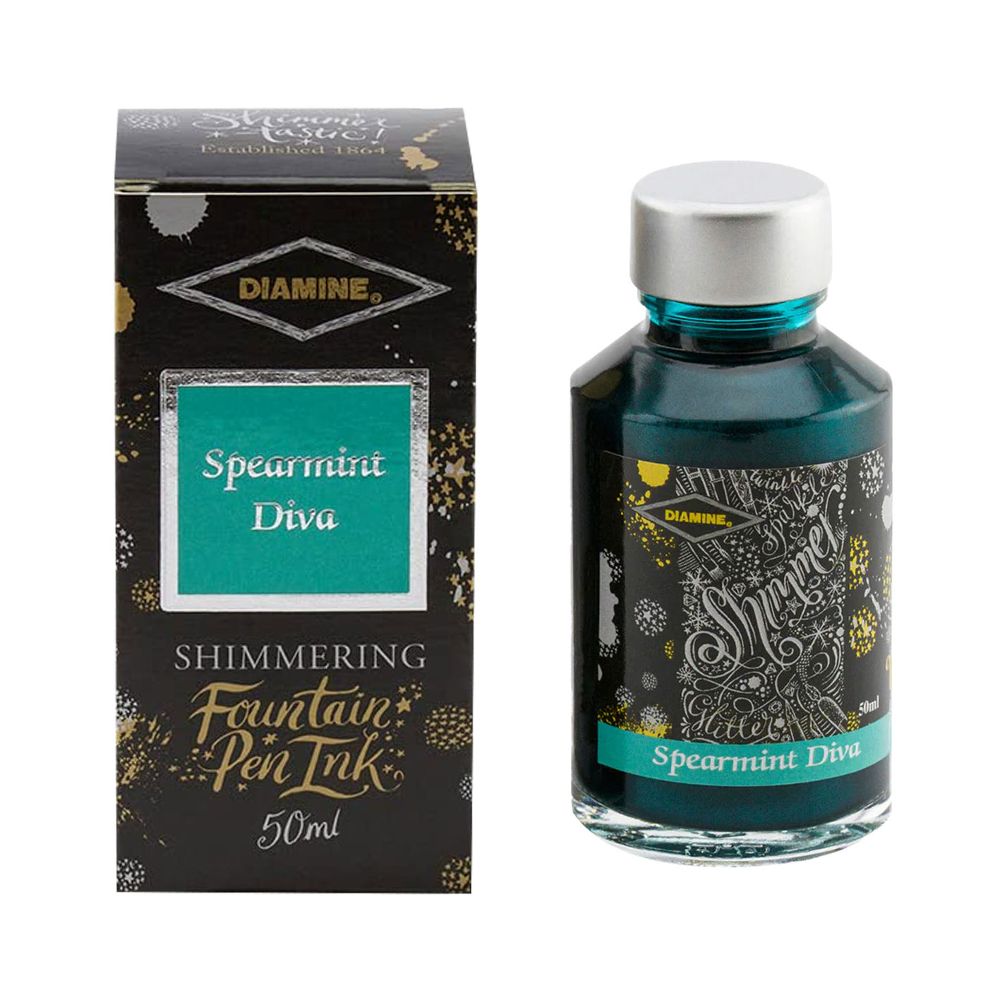 Diamine Shimmer Ink Bottle, Spearmint Diva - 50ml 1