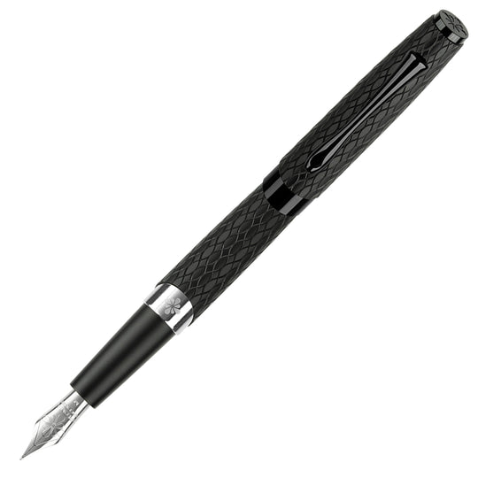 Diplomat Cobra Guilloche Fountain Pen - Matte Black RT