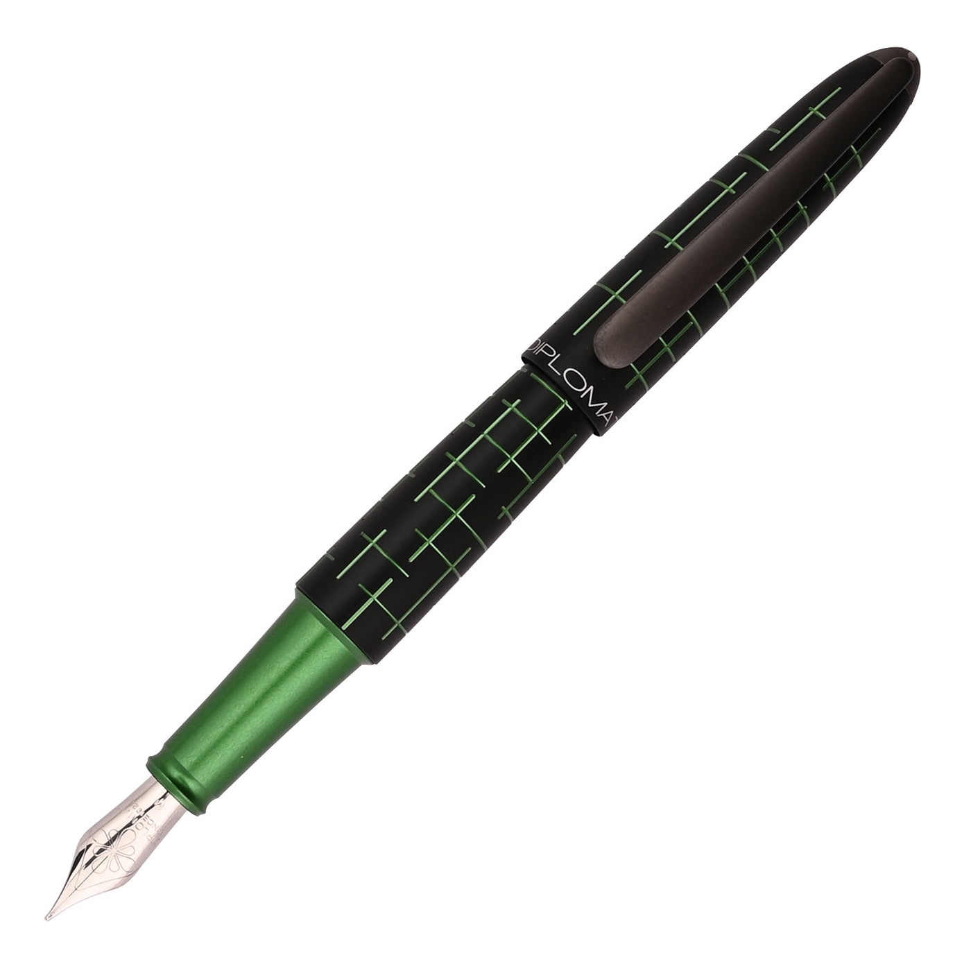 Diplomat Elox 14K Gold Fountain Pen - Matrix Black/Green 4