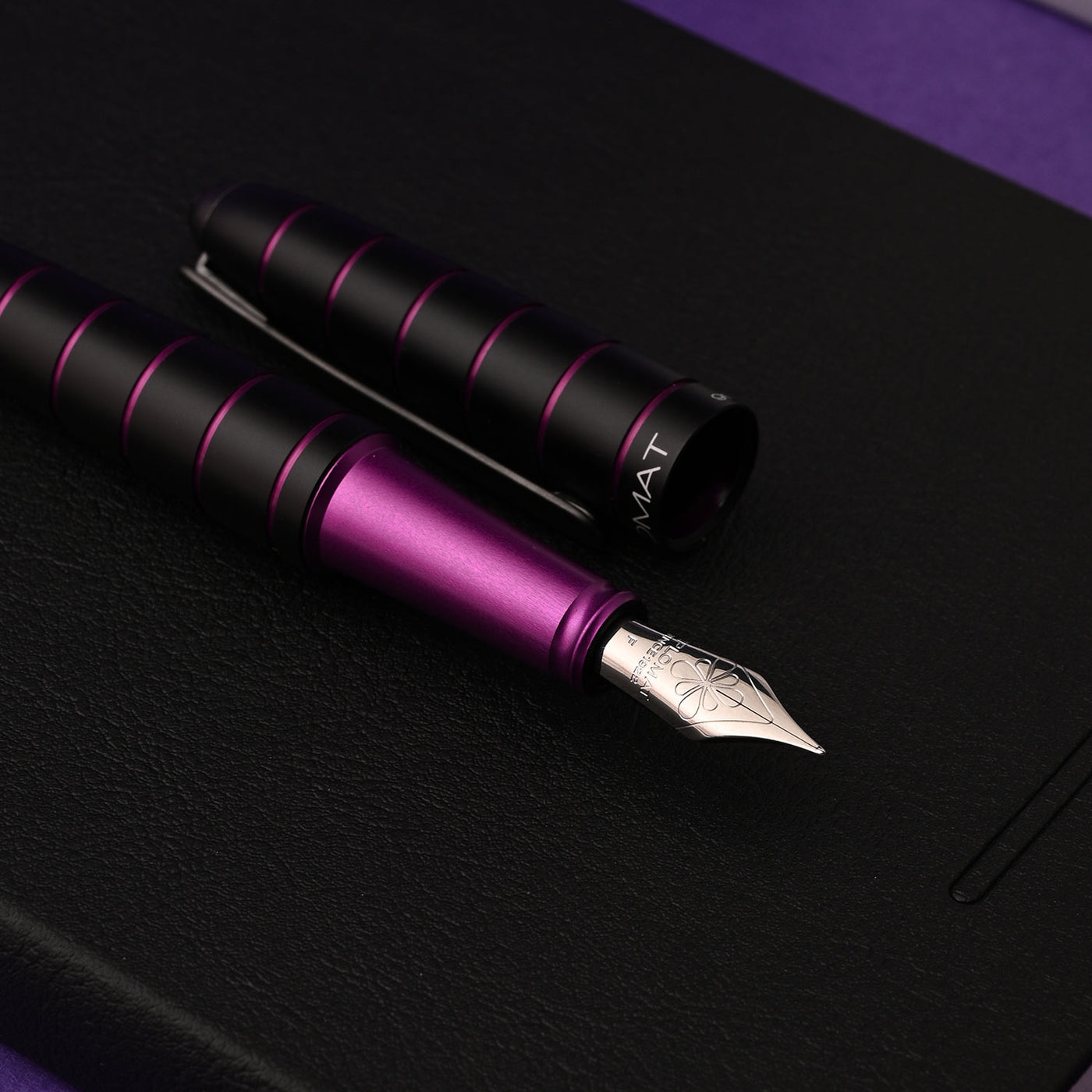 Diplomat Elox 14K Gold Fountain Pen - Ring Black Purple 11