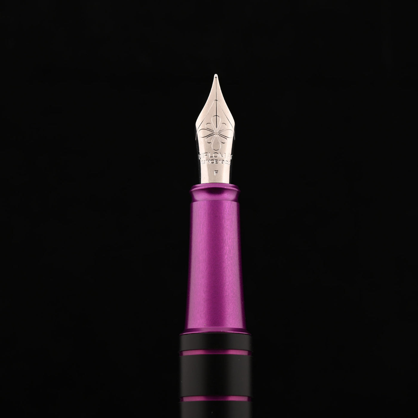 Diplomat Elox 14K Gold Fountain Pen - Ring Black Purple 12