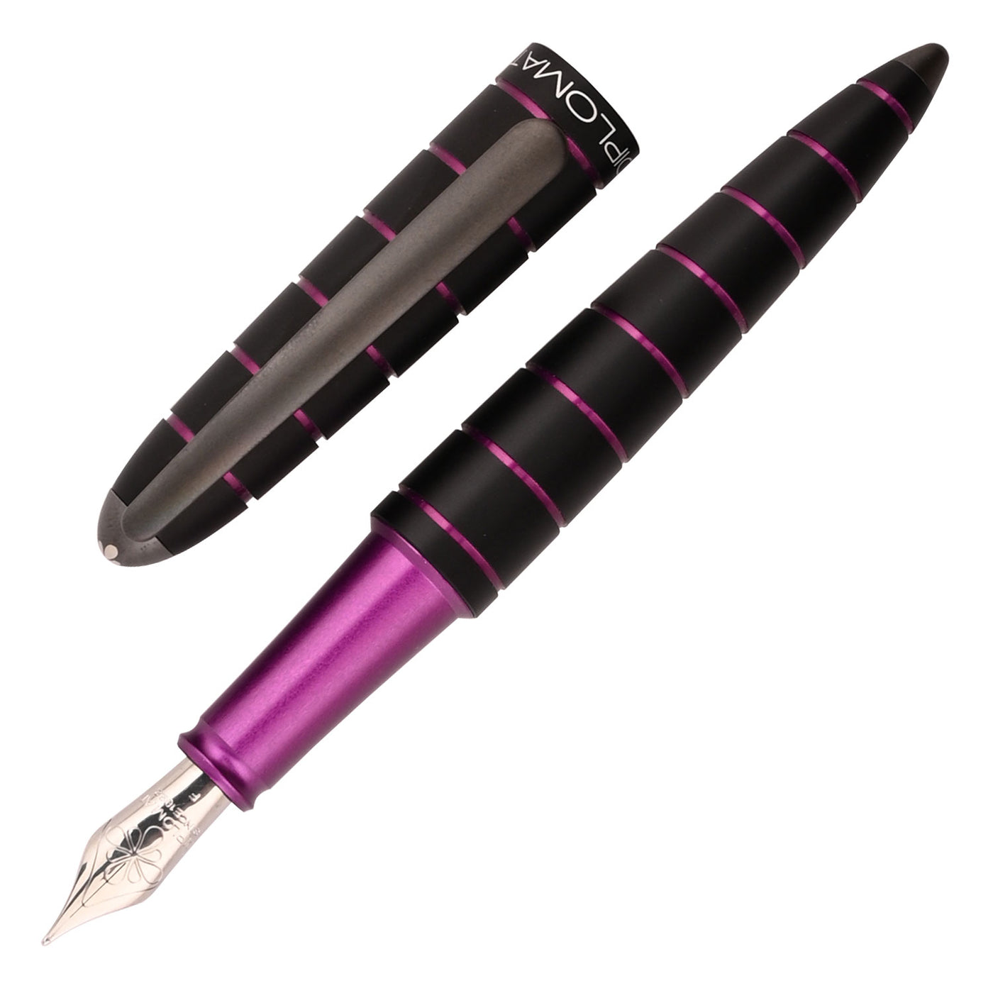 Diplomat Elox 14K Gold Fountain Pen - Ring Black Purple 1