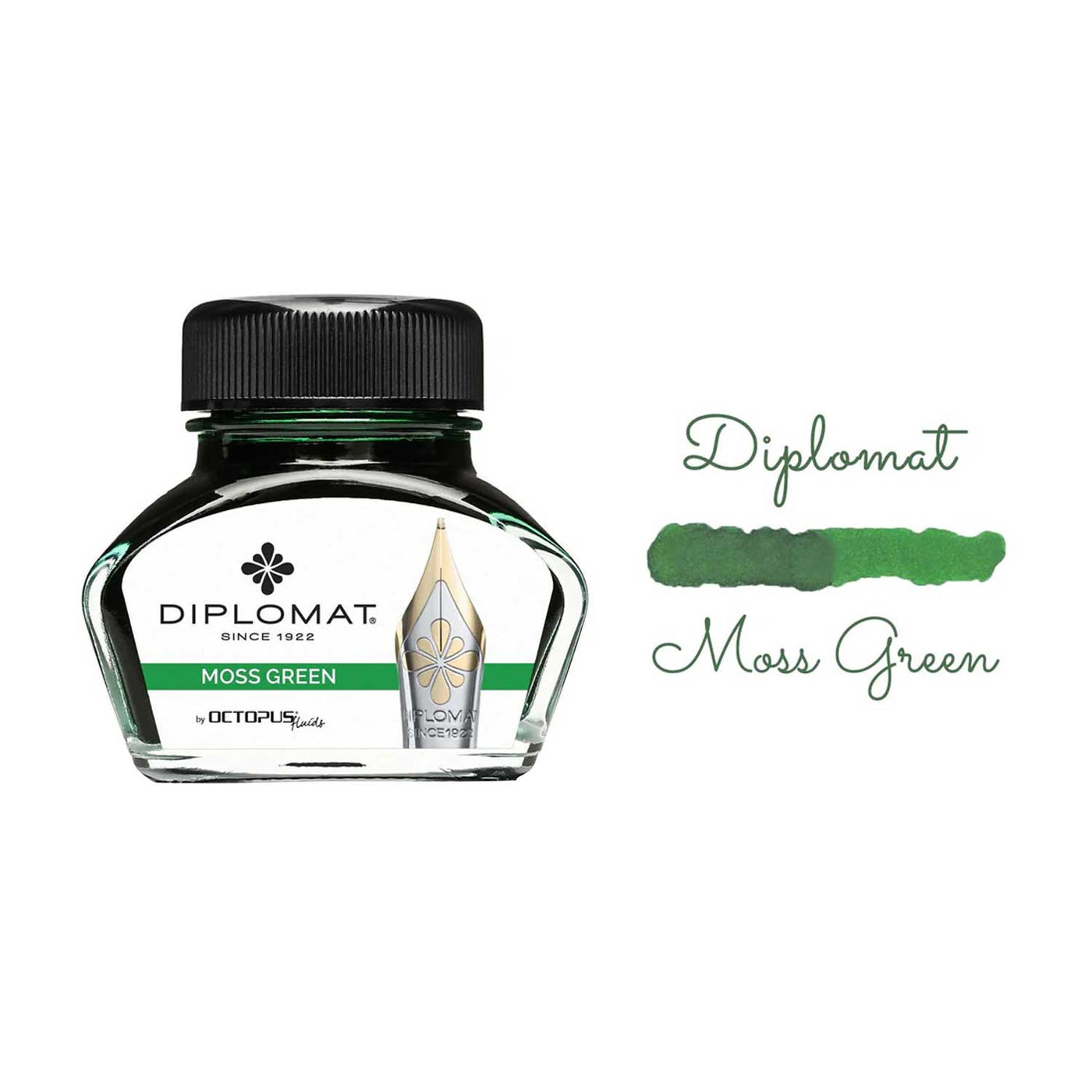 Diplomat Octopus Ink Bottle, Moss Green - 30ml 2