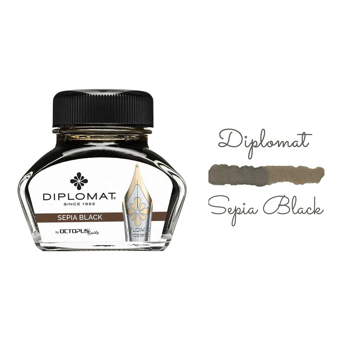 Diplomat Octopus Ink Bottle, Sepia Black - 30ml 2