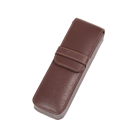 Elan Leather 2 Pen Holder - Brown