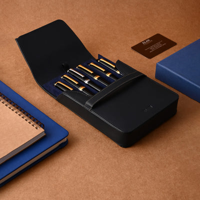 Elan Leather 6 Pen Holder - Blue 5