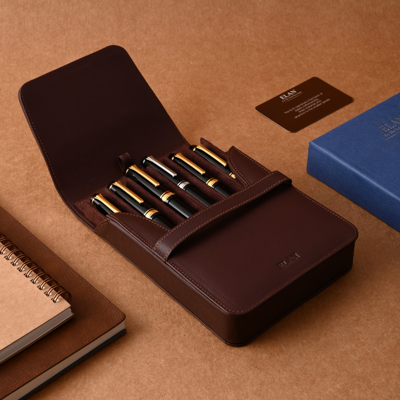 Elan Leather 6 Pen Holder - Brown 5