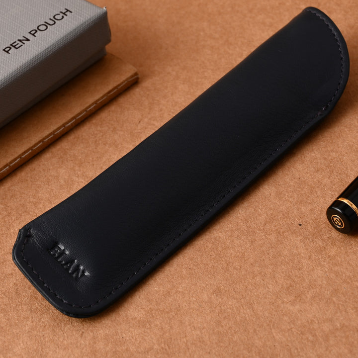 Elan Leather Single Pen Holder Blue