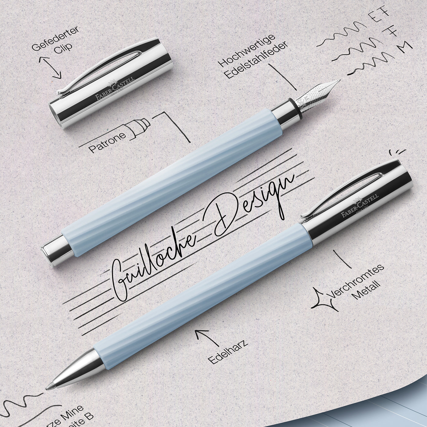Faber-Castell Ambition Ball Pen - Italic Ice Blue CT