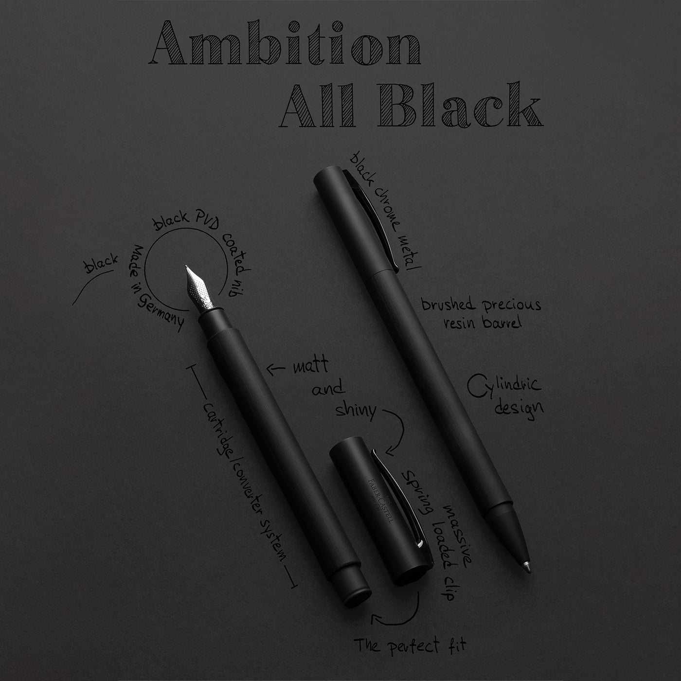 Faber-Castell Ambition Fountain Pen - All Black PVD (Special Edition)