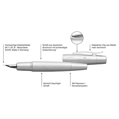 Faber-Castell E-motion Fountain Pen - Pure Silver CT