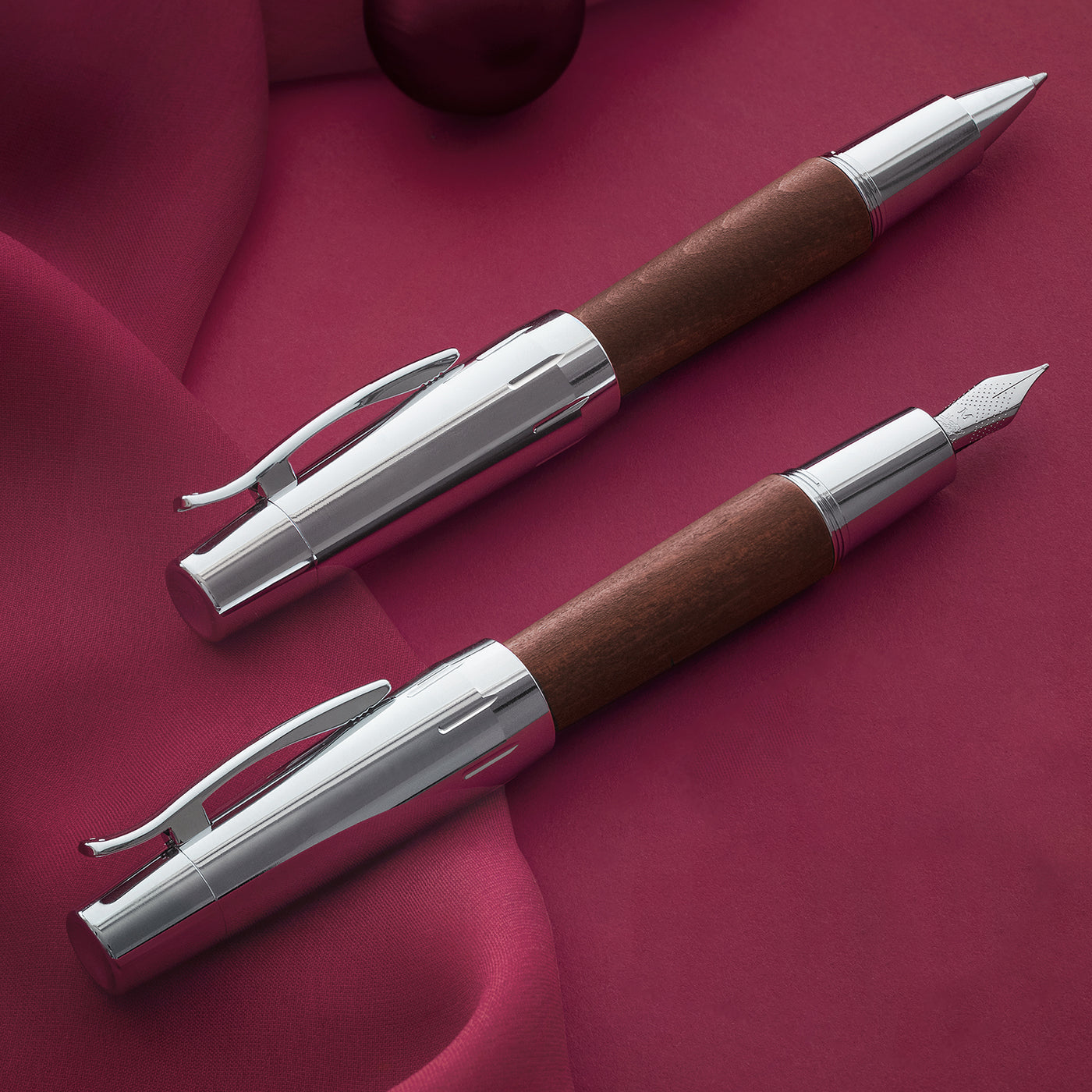 Faber-Castell E-motion Roller Ball Pen - Pearwood Dark Brown CT