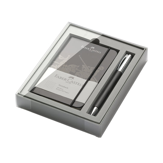 Faber-Castell Gift Set - Ambition Black Ball Pen with Black A6 Notebook