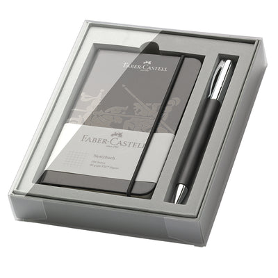 Faber-Castell Gift Set - Ambition Black Ball Pen with Black A6 Notebook