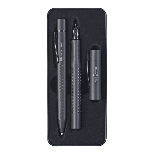 Faber-Castell Gift Set - Grip All Black Fountain Pen & Ball Pen
